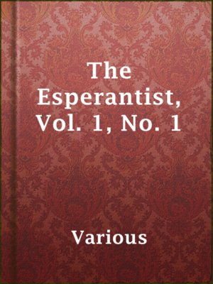 cover image of The Esperantist, Vol. 1, No. 1